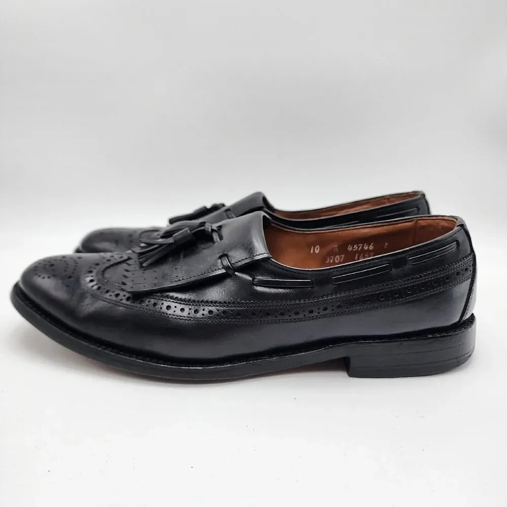 Allen Edmonds 'Arlington' Black Longwing Kiltie Tassel Loafers Size 10A Men Shoe